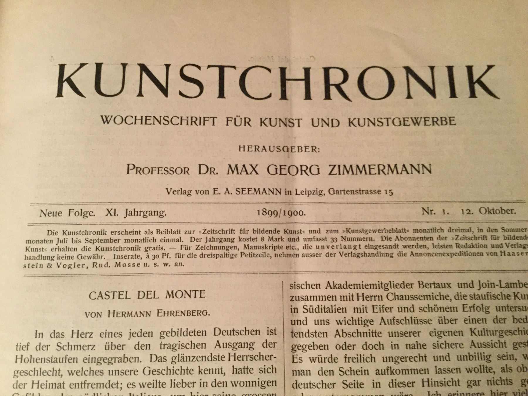 Libri: Kunstchronik, 1899/1900 – Usato da Luzern venduto da Einh0rn 1