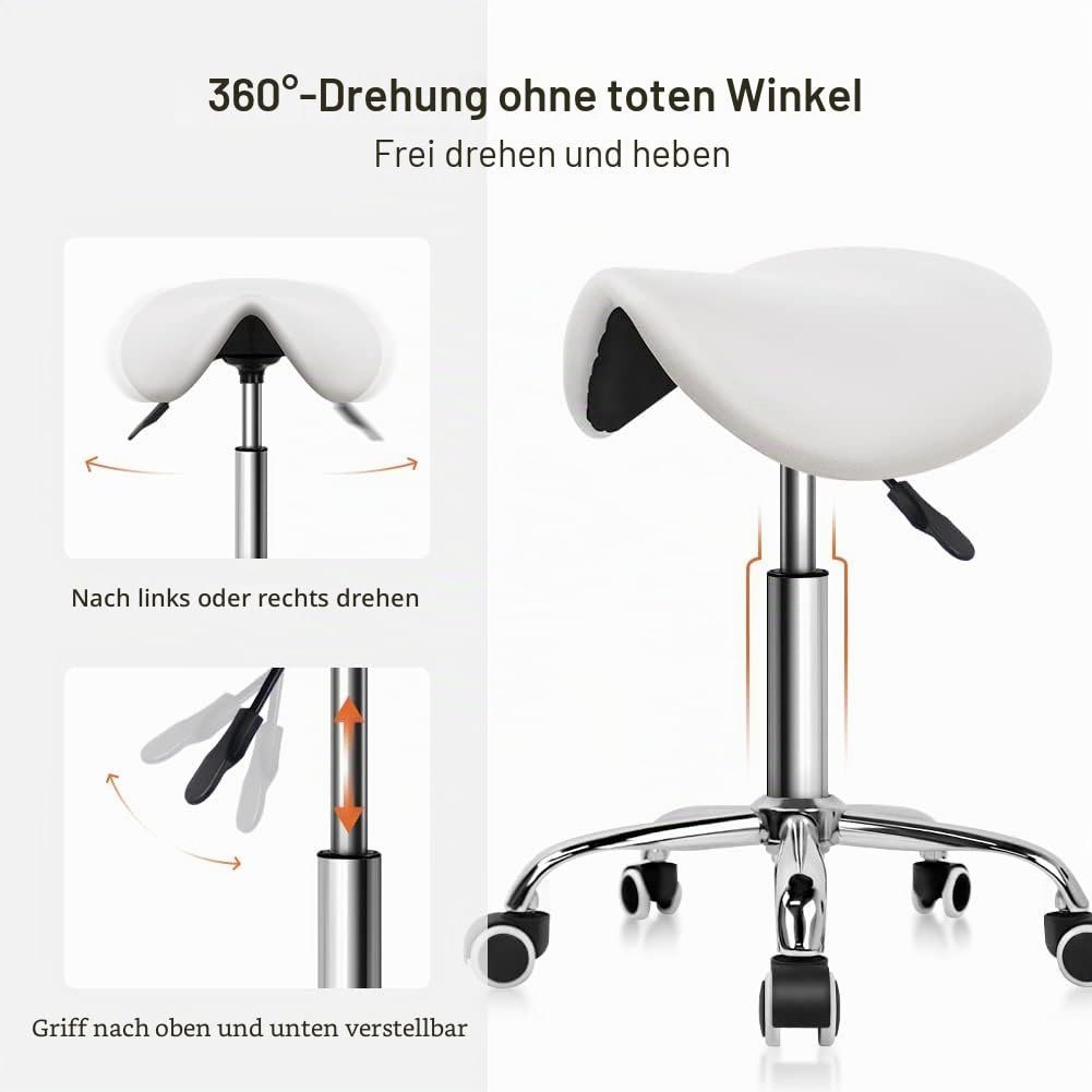 Hocker: Sattelhocker Arbeitshocker Rollhocker mit Rollen drehbar – Neu und originalverpackt aus Herisau von Serenco 3