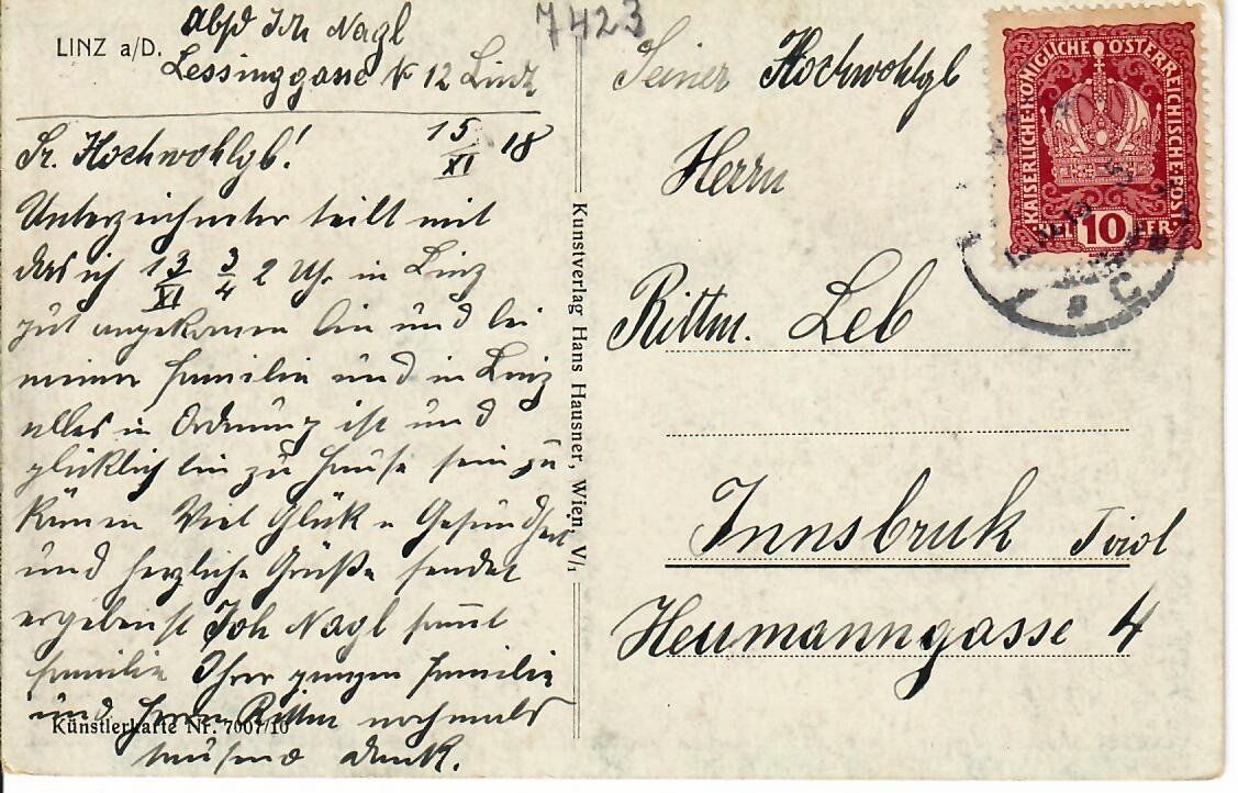 Cartes postales: Linz a/D. 1918 – D'occasion à Hochdorf par Ziegel-16 1
