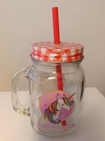 Trinkbecher mit Deckel und Röhrli Unicorn / Einhorn