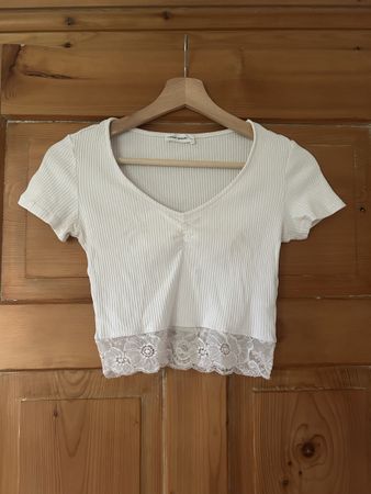 Tally Weijl Top Weiss mit Spitze, Grösse XS