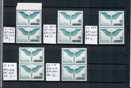 1938:  Flugpost 5 Stück Paare Nr. F 22z.1.09+22z.1.10 Abart.