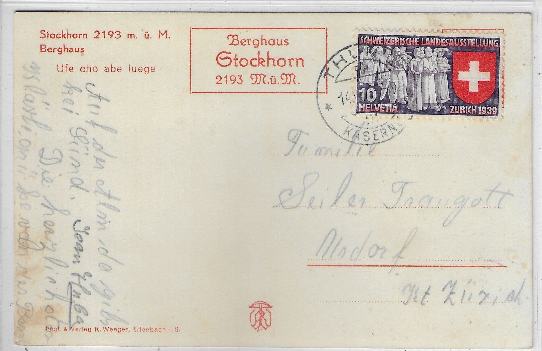 Cartoline postali: Stockhorn - Berghaus – Usato da Ettingen venduto da Kartenplanet 1