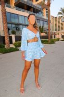 Parisian SummerSet Croptop+Skirt Blue S,M,L,XL