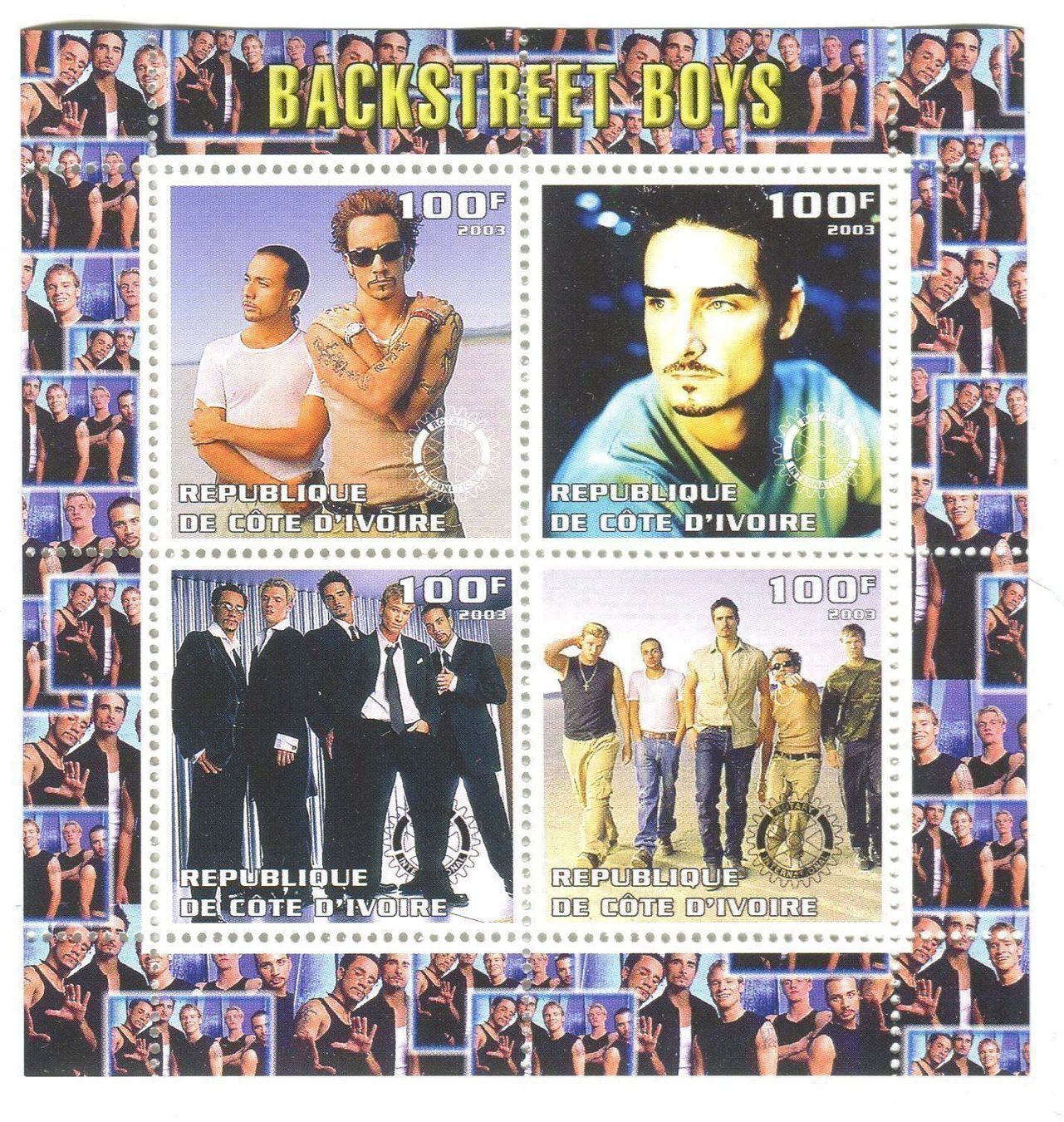 Alle Briefmarken: Block "Backstreet Boys". Elfenbeinküste – Neu und originalverpackt aus Basel von Butsch5