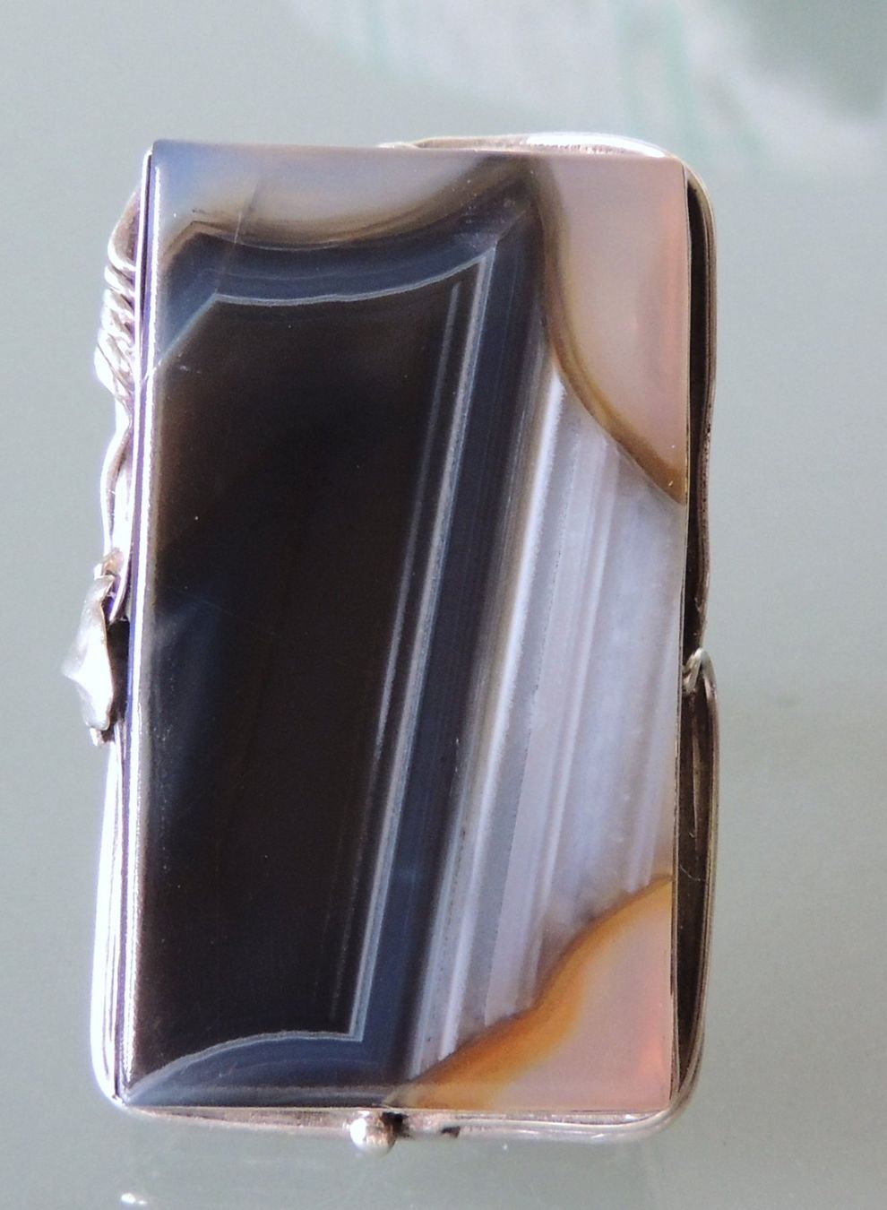 Anelli: Großer Silber 925 Fingerring mit Achat – Usato da Waldenburg venduto da schaller707 1