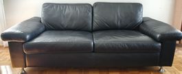 2er Sofa echt Leder schwarz