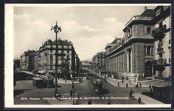 Cartoline postali: Genève, Hotel des Postes et rues du Mon – Usato da Berlin venduto da bartko-reher