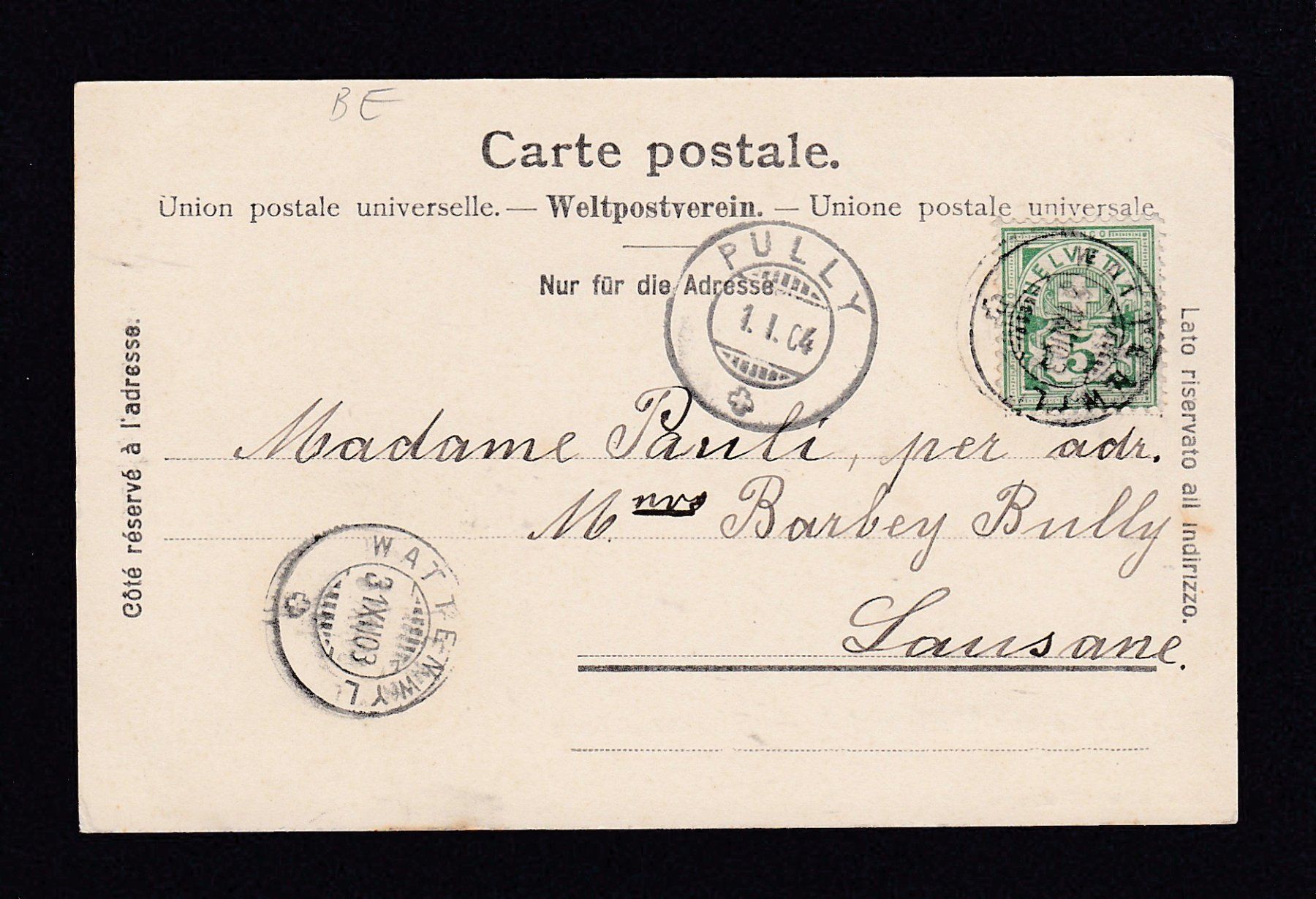 Ansichtskarten: WATTENWIL, Dorfeingang, 1904 – Gebraucht aus Reiden von cinfis 1