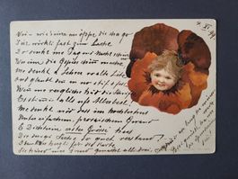 1899, Postkarte nach Heiden mit farbiger Rückseite