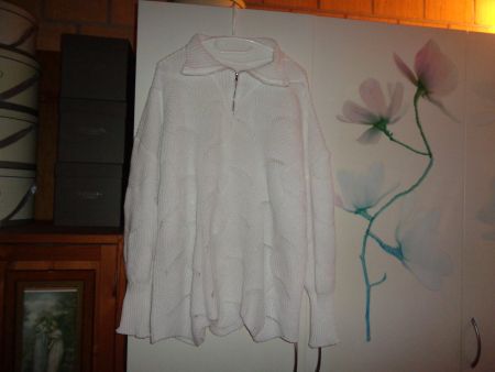 *** hübscher weisser Pullover *** / Reissverschluss