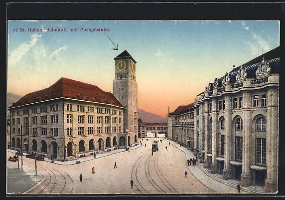 Ansichtskarten: St. Gallen, Strassenpartie mit Bahnhof u – Gebraucht aus Berlin von bartko-reher
