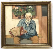 Max Buri (1868-1915) - Orig. Lithografie - "Örgelispieler"