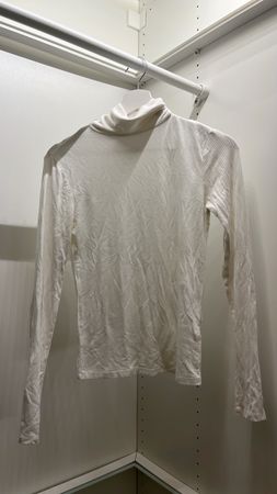 Weisses geripptes Langarm-Shirt Gr. M
