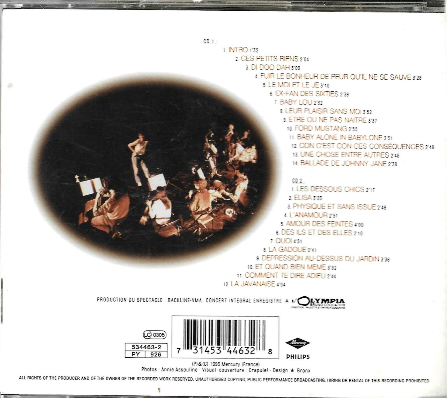 CD: Jane Birkin 2 CD's - Concert intégral é l'Olympia – Usato da Savagnier venduto da Ne2065 1