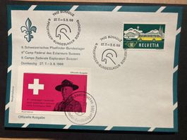 Schweiz 1966 Sonderstempel+Vignette Pfadfinder Bundeslager A