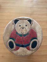 Holz Hocker Bär Motiv Landhausstil rustikal gebraucht
