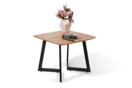 Beistelltisch TIBET Wildeiche massiv Metall schwarz 60 x 60