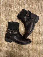 Leder Stiefeletten, braun mit Schnallen, Gr 41