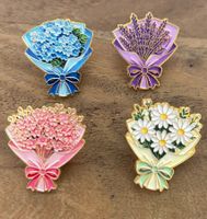 Set 4x Pin Blumen / Blumenstrauss