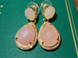 Boucles d’oreilles en véritable Quartz Rose