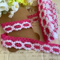 Spitze weiss rosa pink 2 Meter blanc rose dentelle coton