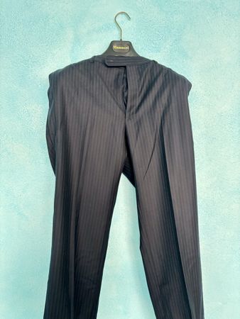Pantaloni eleganti gessati blu scuro, taglia 50, ottime cond