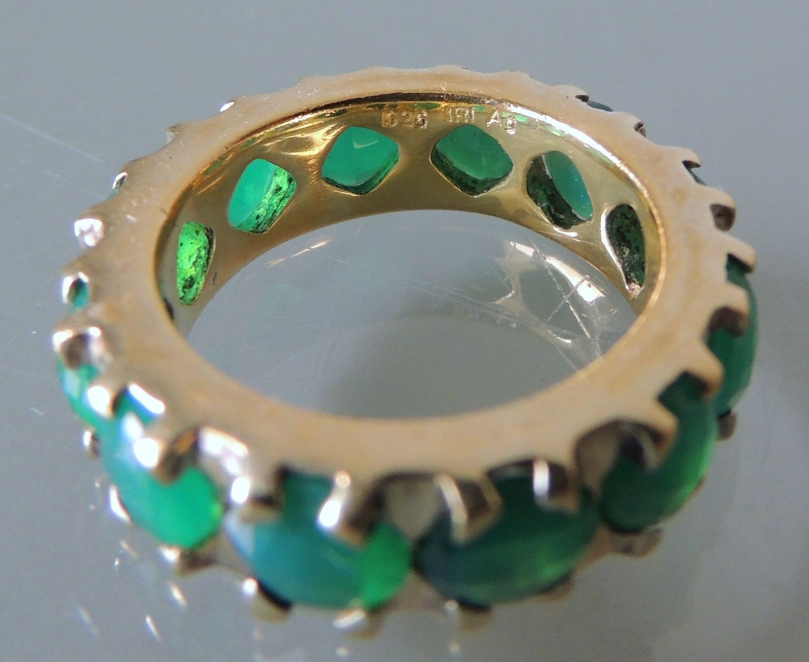 Anelli: Vergoldeter Silber 925 Fingerring mit Achat Gr. 55 – Usato da Waldenburg venduto da schaller707 3