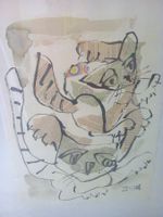 Collage Zeichnung" Cats" MixedMedia Unikat Original gerahmt