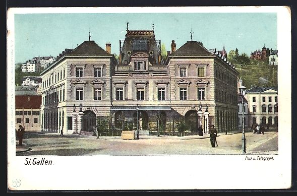 Cartoline postali: AK St. Gallen, Post und Telegraphenamt – Usato da Berlin venduto da bartko-reher
