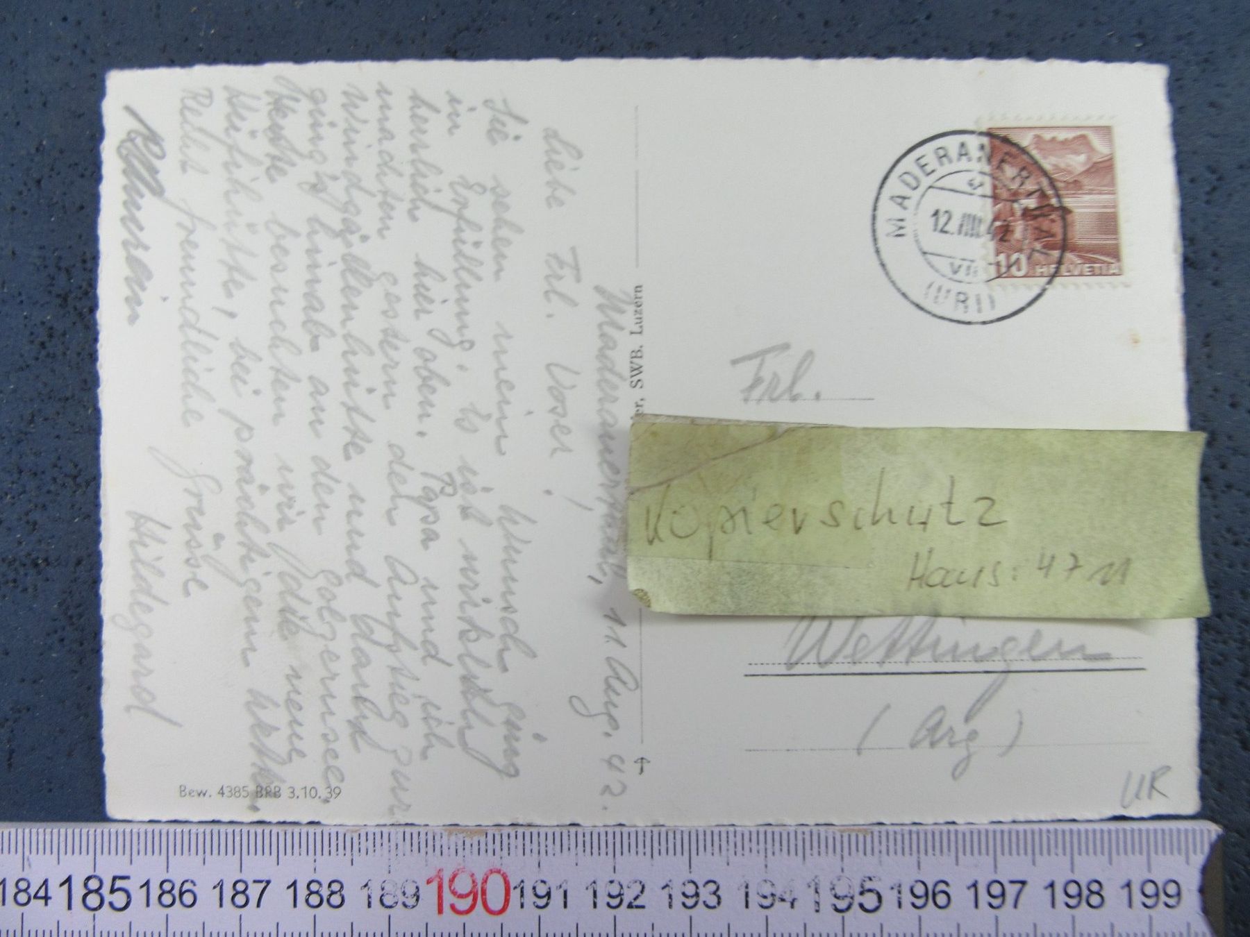Cartoline postali: MADERANERTAL 1939 WASSERFALL URI AK – Usato da Ettingen venduto da Hausi4711 1