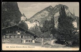 AK Wimmis, Ortspartie mit Schloss