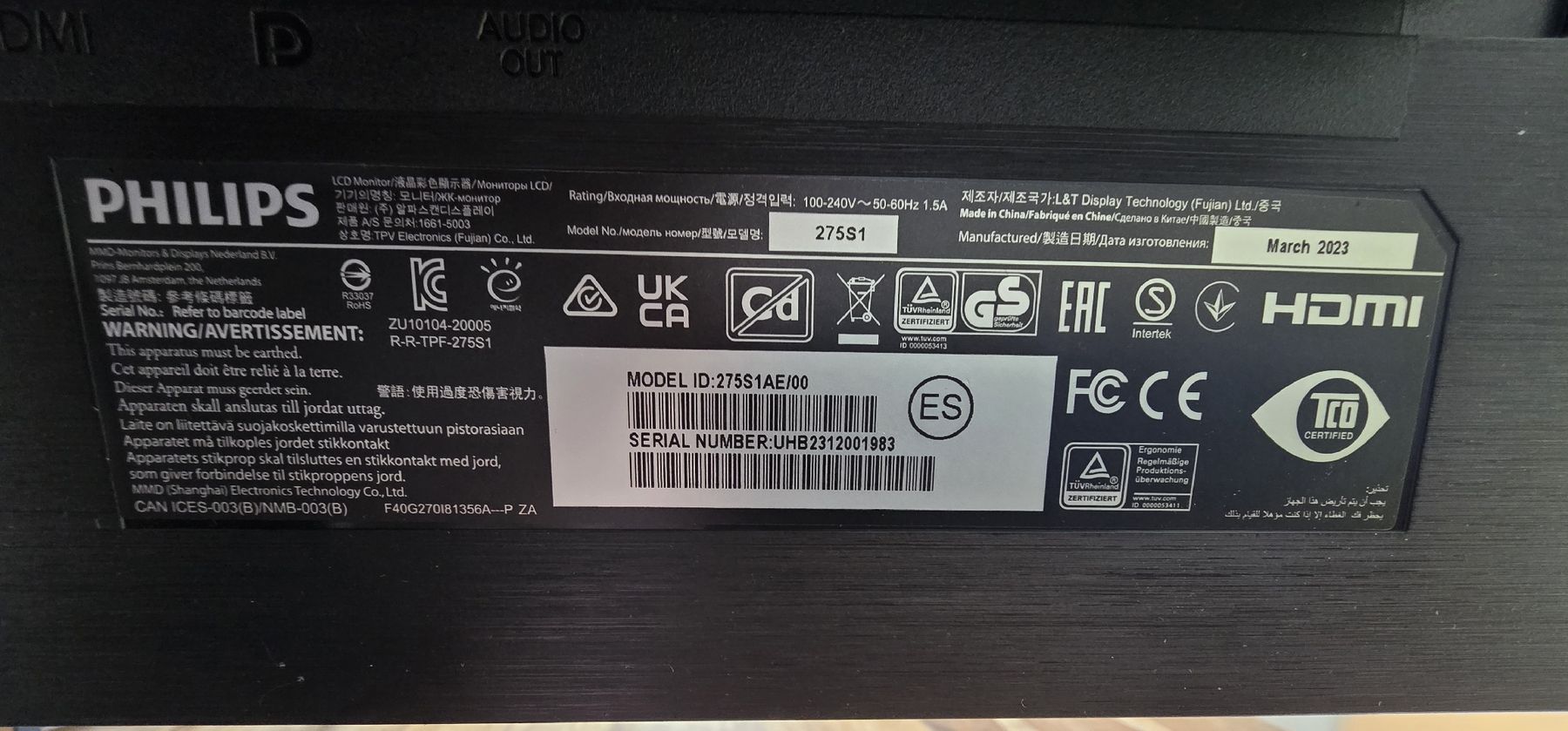 Philips Monitor: Philips 275S1AE Arbeitsmonitor – Usato da Adligenswil venduto da kinimodiger 3