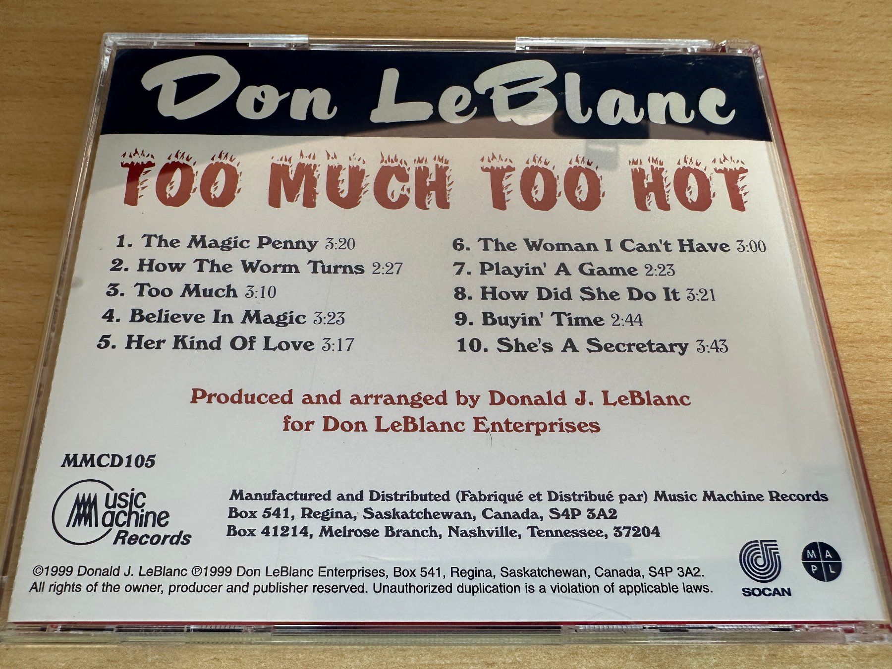 CDs: Don LeBlance - Too much too hot – Gebraucht aus Rikon im Tösstal von Alpenmutz 1