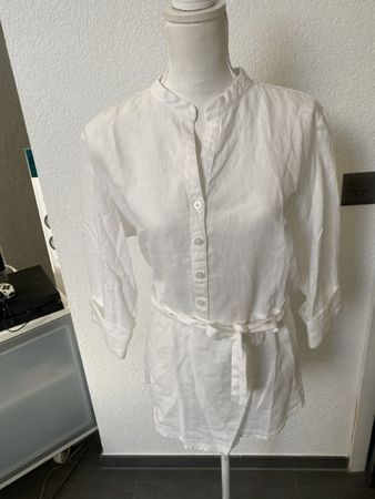 Depeche H Leinen Bluse Tunika weiss Gr.40 Neu mit Etikett
