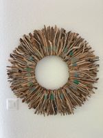 Treibholz- Kranz mit Seaglass, handmade, Durchmesser 65cm