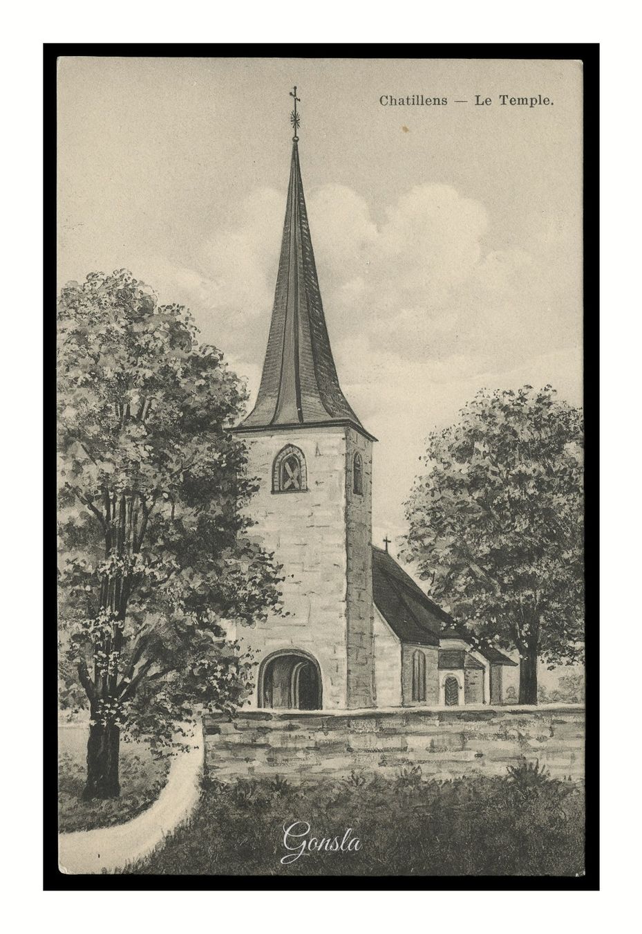 Cartes postales: CHATILLENS - 1910 "Le Temple" – D'occasion à Onex par Lagorel01