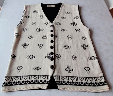 Kabri Strick-Gilet Schwarz-Weiss Grösse 38