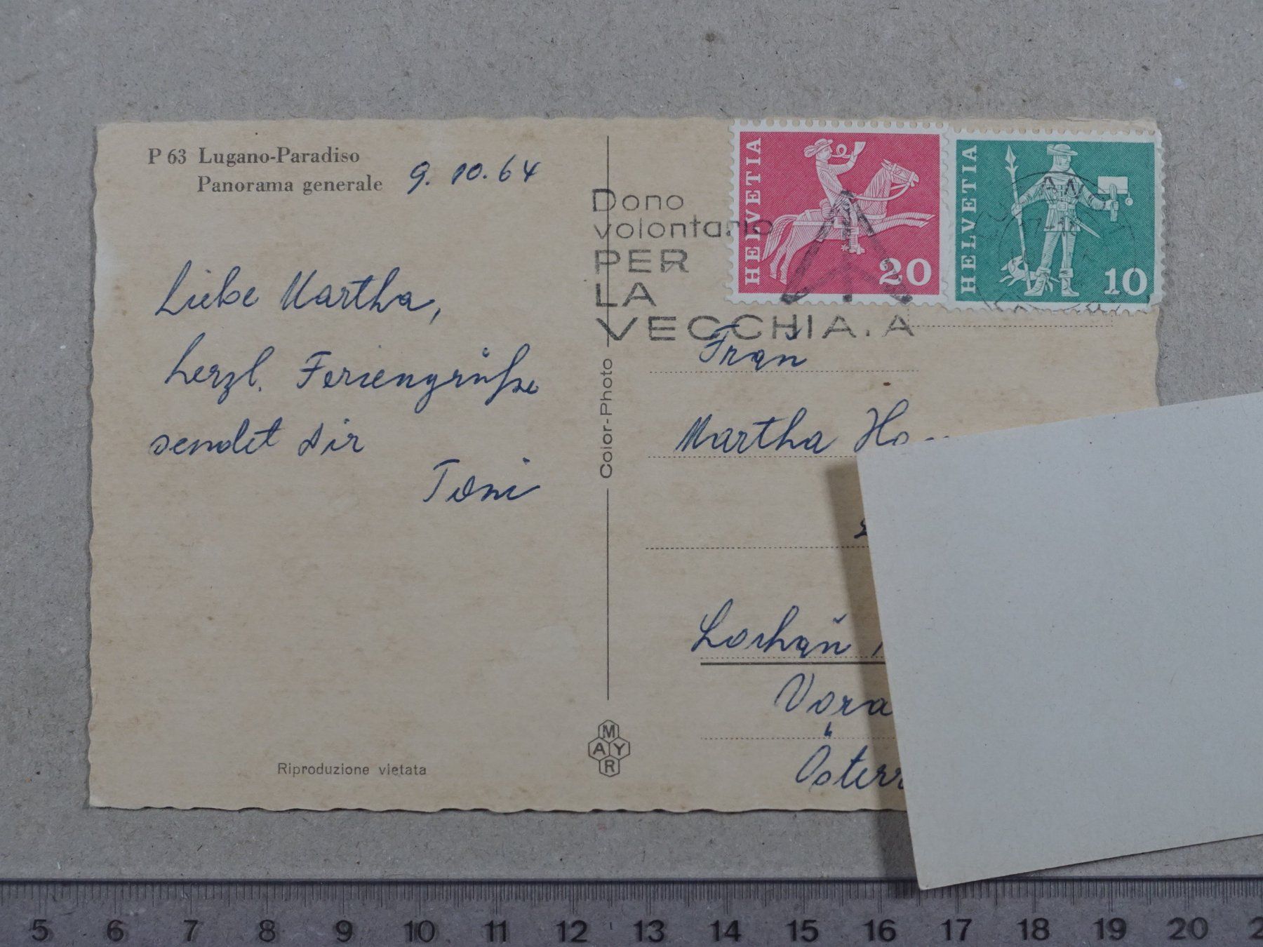 Cartoline postali: Lugano, 1964, Paradiso – Usato da Lenzburg venduto da fh1 1