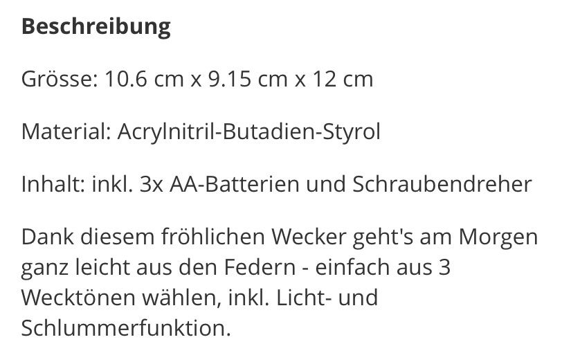 Sveglie: NEU Kinder Wecker – Nuovo e nell'imballaggio originale da Hüttikon venduto da abarb 3