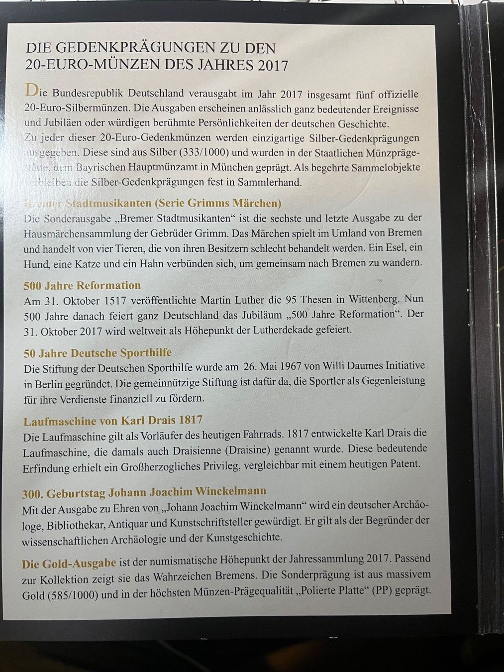 Tutti le monete: Deutsche Gedenkmünzen 2017, Silber 333 – Usato da Bremgarten b. Bern venduto da barny2 3
