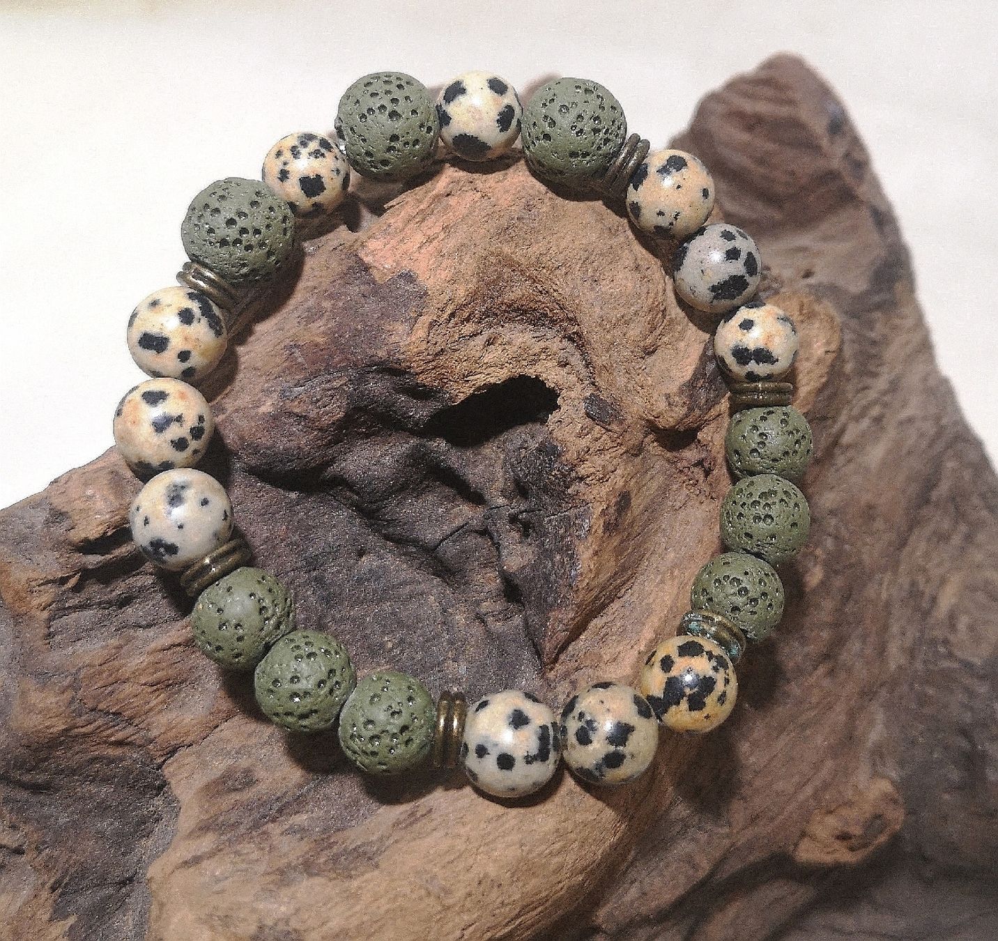 Bracciali & Braccialetti: Lava-Dalmatiner Jaspis Armk. - Spendenaktion – Nuovo (secondo la descrizione) da Unterkulm venduto da Nachtigall 1