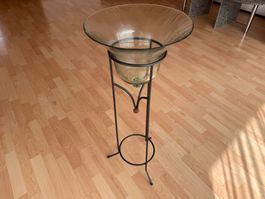 Schmiedeeisen Blumenständer mit Glasschale