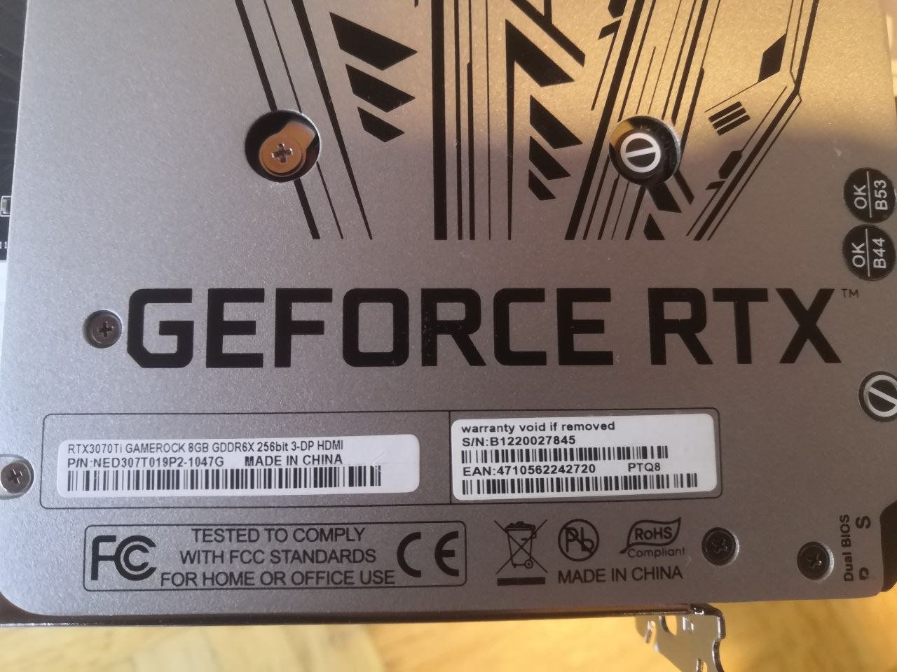 Nvidia Schede grafiche: NVIDIA GeForce RTX 3070 Ti Palit GameRock – Usato da Uezwil venduto da KostiantynLohvinov 2