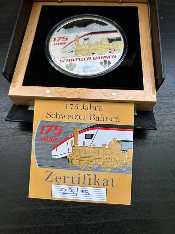 Tutti le monete: Eine wunderschöne Gedenkmünze 175 Jahre Schweizer Bahnen – Nuovo e nell'imballaggio originale da Neerach venduto da Ropa 1
