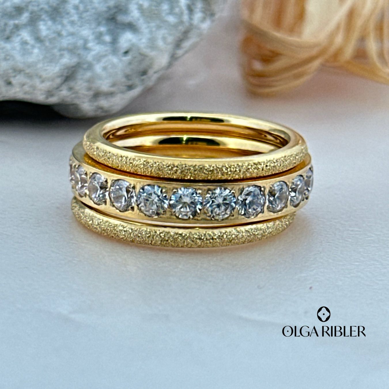 Olga Ribler Anelli: Edelstahl  Ring Set aus 3 Ringen Grösse 56 – Nuovo (secondo la descrizione) da Luzern venduto da Schmuckoutlet