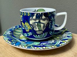 Alte Bopla Tasse und Unterteller sehr schön
