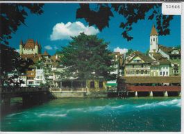 Thun - Altstadtpartie an der Aare mit Schloss und Kirche