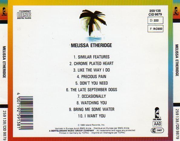 CD: CD Melissa Etheridge - S/t (1988) – Usato da Möriken AG venduto da mineralia 1