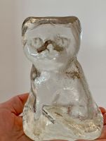 Schwere ‚Eis‘ Glas Katze Figur. Skandinavische